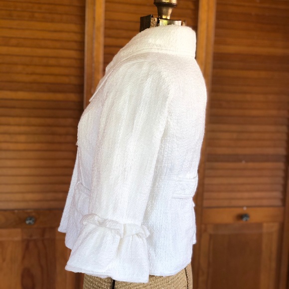 Wet Seal | Y2K White Cropped Tweed Blazer | Medium - Picture 3 of 13
